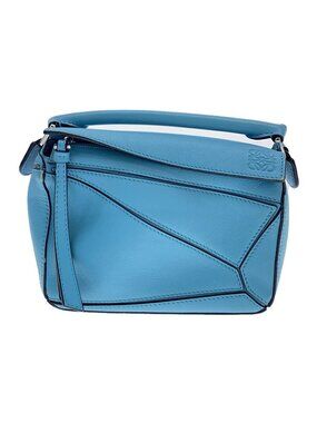 Loewe Puzzle Bag geometric panels Shoulder Bag Leather Blue